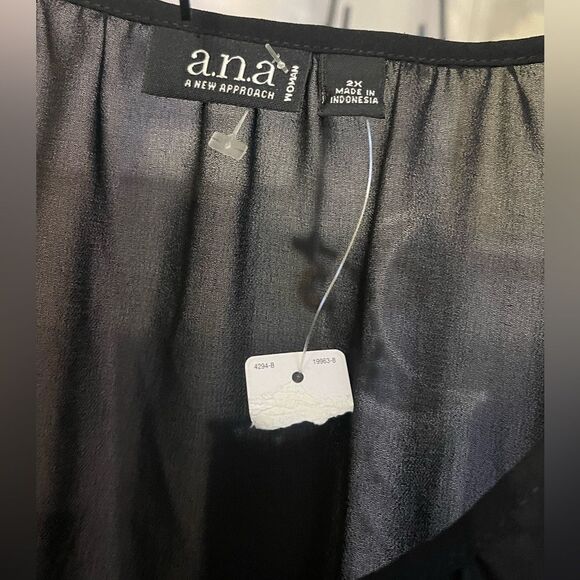 black sheer batwing plus size coverup blouse shirt top 2xl ana - Picture 5 of 7